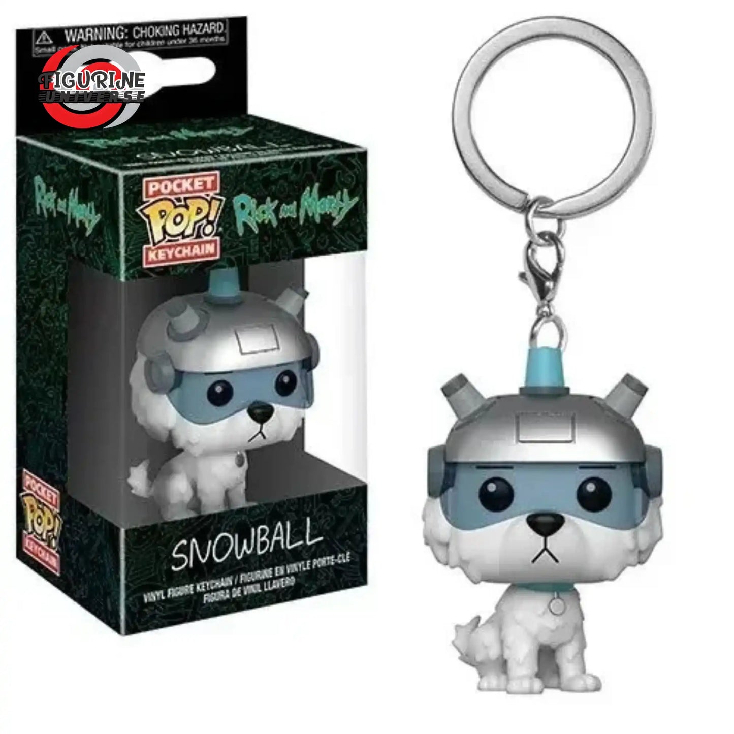 Porte-clés Funko Pop de Rick, Morty, Pickle Rick et Snowball - Rick et Morty